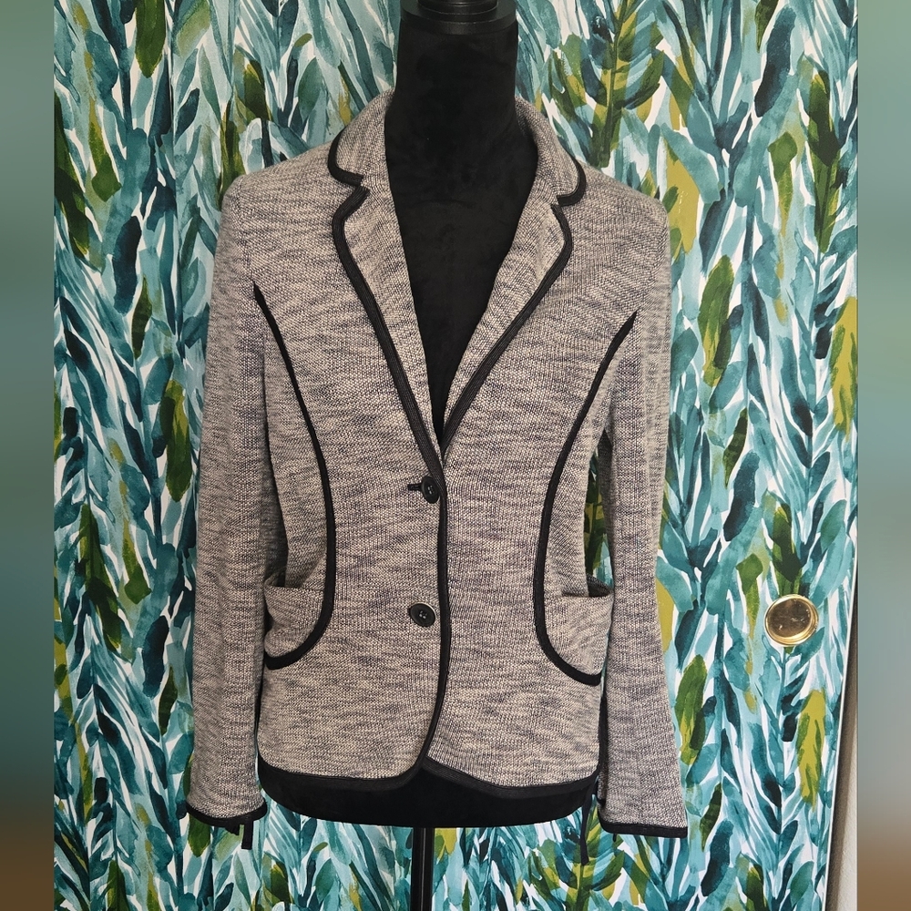 Anthropologie Gray Blazer with Black Trim